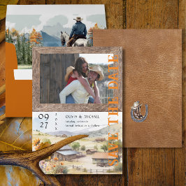 Spara datum för fotot för western Ranch Bröllop