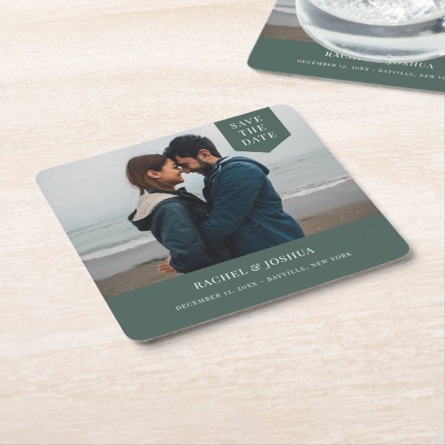 Spara datum för fotot med enkel Märkre Underlägg Papper Kvadrat (Vinklad)