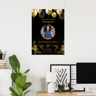 Spara datum för fotot Pension Party Guld-bubblan Poster
