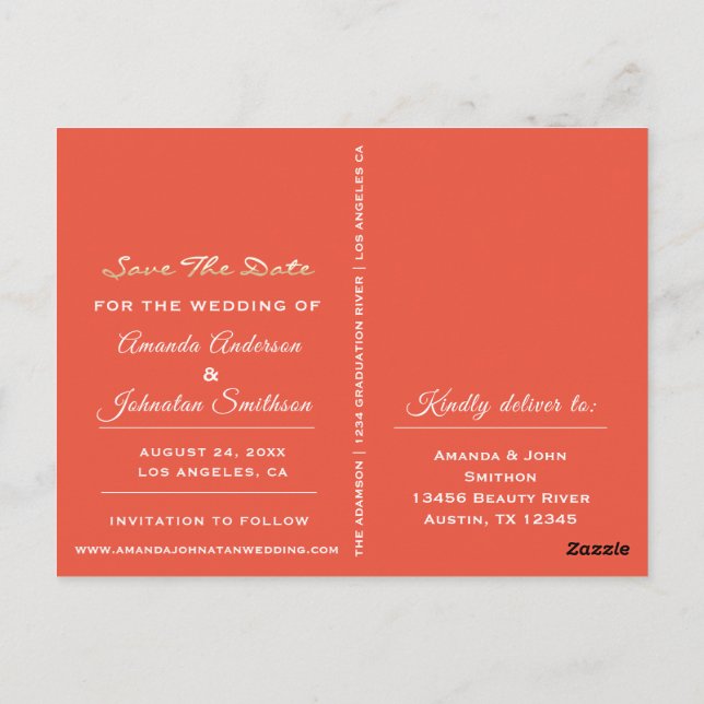 Spara datum för fotovivid hörnsten för gyllene skr vykort (Baksida)