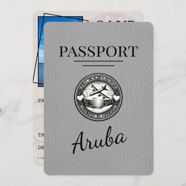 Spara datum för grått Aruba Passport Spara Datumet (Fram/baksida)
