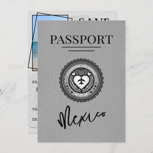 Spara datum för Grått-Mexiko-pass Spara Datumet (Fram/baksida)