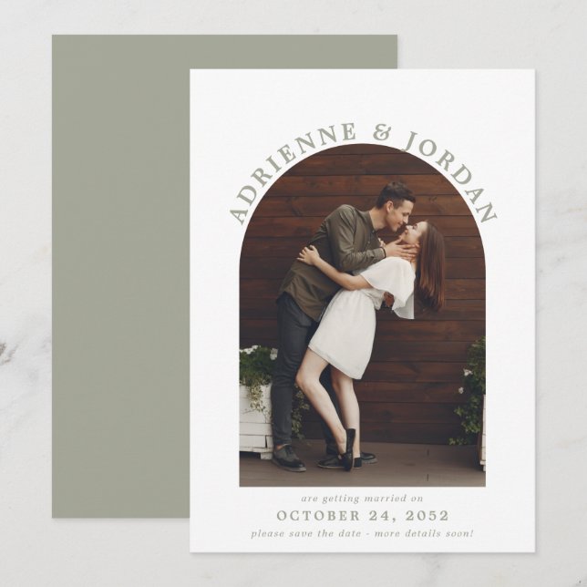 Spara datum för Grönt Modern Arch Photo Spara datu Datumet (Fram/baksida)