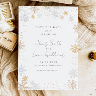 Spara datum för guld och Silver Snöflingor Datumet
