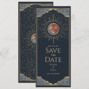 Spara datum för Guld Sol och MoonTarot Card Inbjudningar