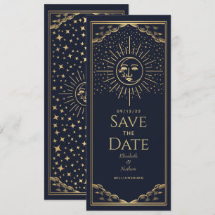 Spara datum för Guld Sol och MoonTarot Card Inbjudningar