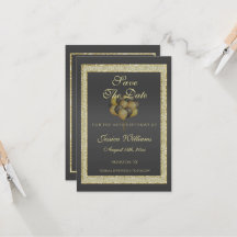 Spara datum för Guld, svart, Glitter och bubblor