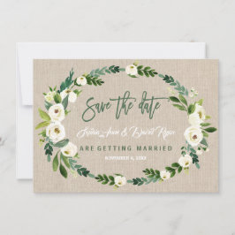 Spara datum för handskrift av vit Blommigt i vatte Datumet