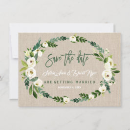 Spara datum för handskrift av vit Blommigt i vatte Spara Datumet