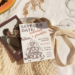 Spara datum för handskriven Champagne Torn Inbjudningar