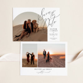 Spara datum för handskrivet Arch-foto för elegant Inbjudningar