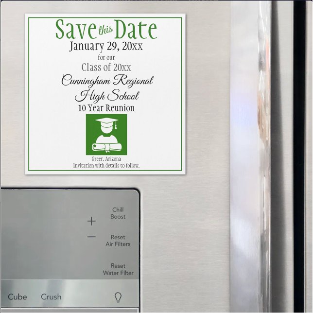 Spara datum för högskoleåterföreningskort (custom class reunion save the date magnet)