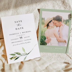 Spara datum för ISABELLA Elegant Minimal Greenery Inbjudningar