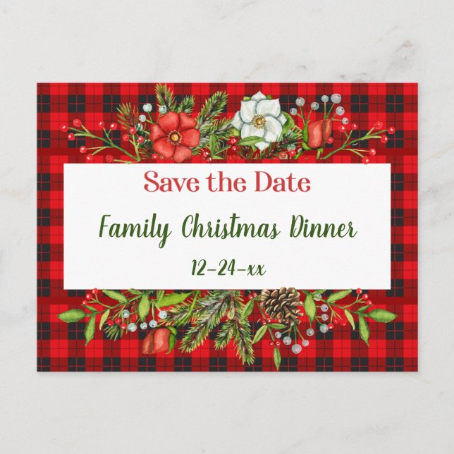 Spara datum för julmåltid för familjen Flanals Inb Vykort (Framsida)