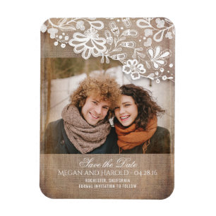 Spara datum för kopiering och Snöre Rustic Photo Magnet