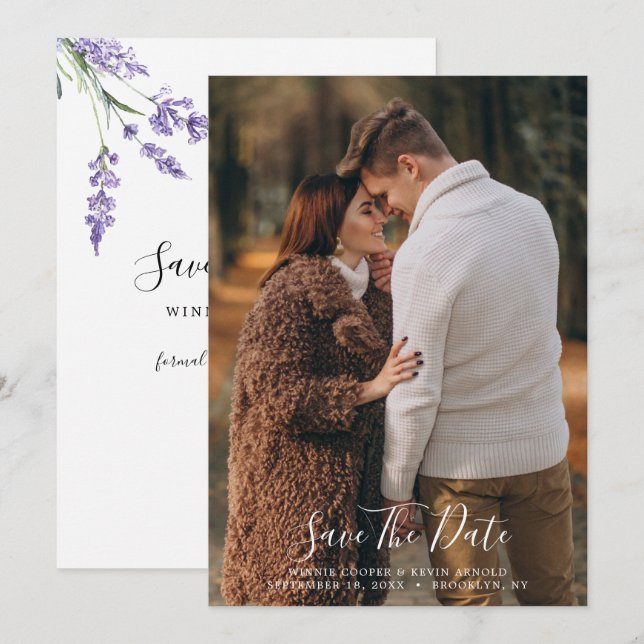 Spara datum för Land Lavender Inbjudningar (Fram/baksida)