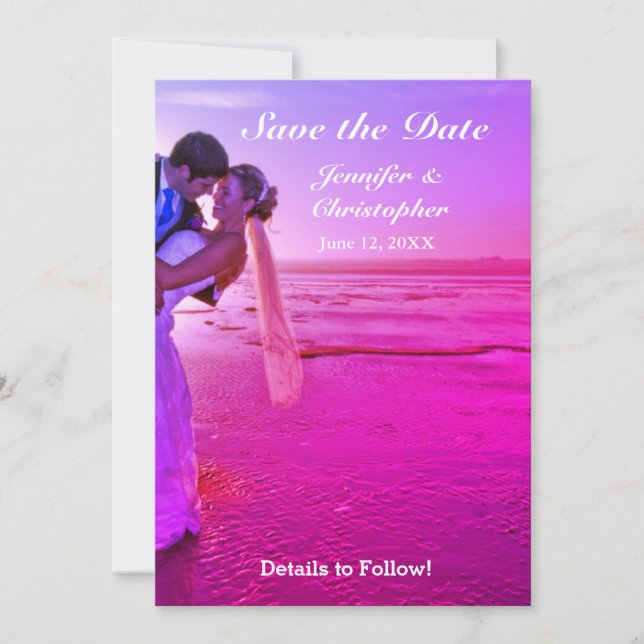 Spara datum för Lila av solnedgång för Bride & Gro Datumet (Framsida)