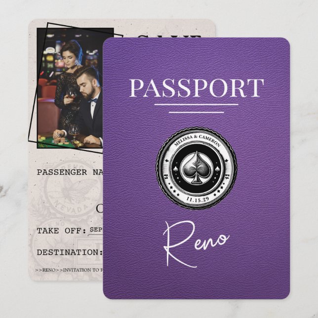 Spara datum för lila Reno Passport Datumet (Fram/baksida)