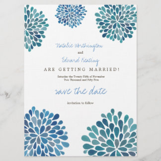 Spara datum för linne Blue Flower Petal Blooms Spara Datumet