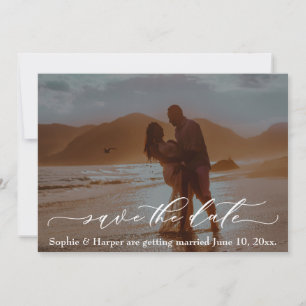 Spara datum för Luxury Font Romantic Beach Photo Inbjudningar