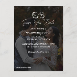 Spara datum för Modern Black & White Bröllop Phot Vykort