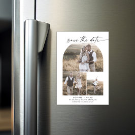 Spara datum för Modern Boho Arch Photo Collage Magnetisk Inbjudningskort