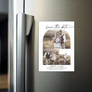 Spara datum för Modern Boho Arch Photo Collage Magnetisk Inbjudningskort