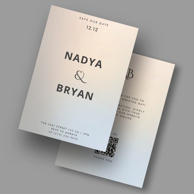 Spara datum för Modern Bröllop Guld Silver Inbjudningar (Modern Wedding Gold Silver QR code Invitation
)