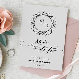 Spara datum för Monogram Whimsical Elegant bröllop Meddelande