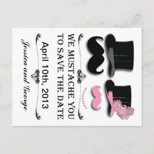 Spara datum för Mustache och Top hat vykort