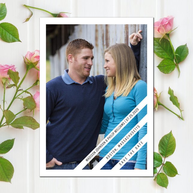 Spara datum för något missmarkerat foto | Vit Spara Datumet (Slightly Slanted Photo Save the Date - White)