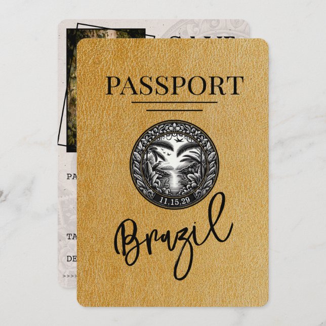 Spara datum för pass för Guld Brasilien Spara Datumet (Fram/baksida)