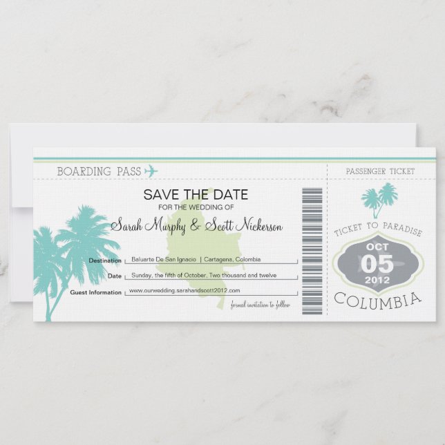 Spara datum för påstigningspasset till Colombia Spara Datumet (Framsida)