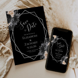 Spara datum för Peach Silver Blommigt Geo Black Spara Datumet