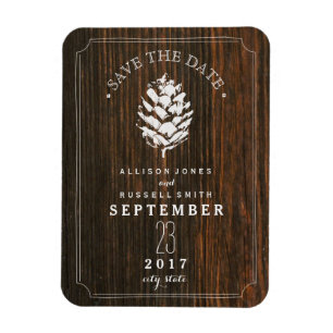 Spara datum för Pinecone Barn Wood Magnet