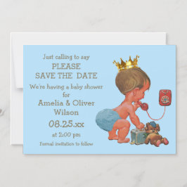 Spara datum för prins på Mobilare Grått Blue Magnetisk Inbjudningskort