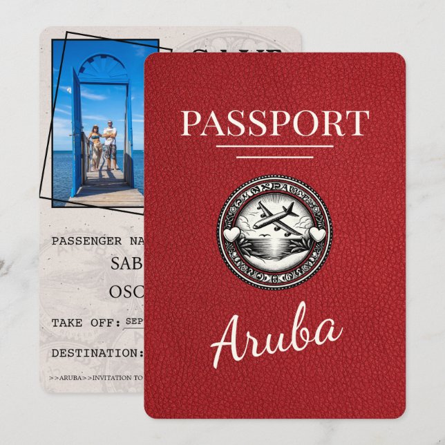 Spara datum för Red Aruba Passport Datumet (Fram/baksida)