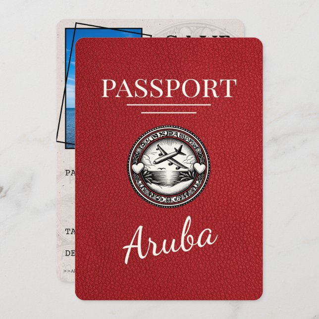 Spara datum för Red Aruba Passport Spara Datumet (Fram/baksida)