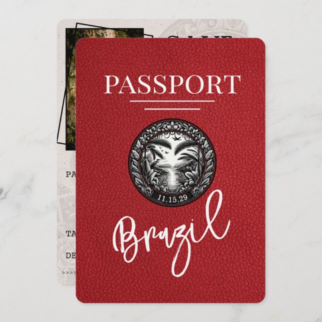Spara datum för Red Brasilien Passport Spara Datumet (Fram/baksida)