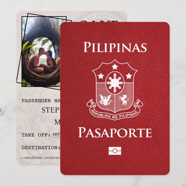 Spara datum för Red Philippines Passport Datumet (Fram/baksida)