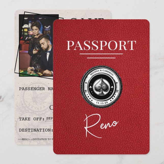 Spara datum för Red Reno Passport Datumet (Fram/baksida)