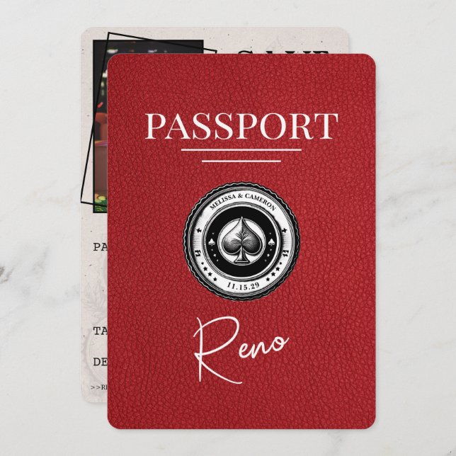 Spara datum för Red Reno Passport Spara Datumet (Fram/baksida)