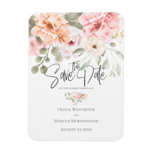 Spara datum för Rosa av Blek för att spara Peonies Magnet