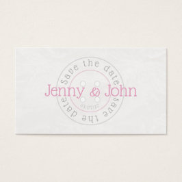 Spara datum för rosa och vitt knappsytkort visitkort