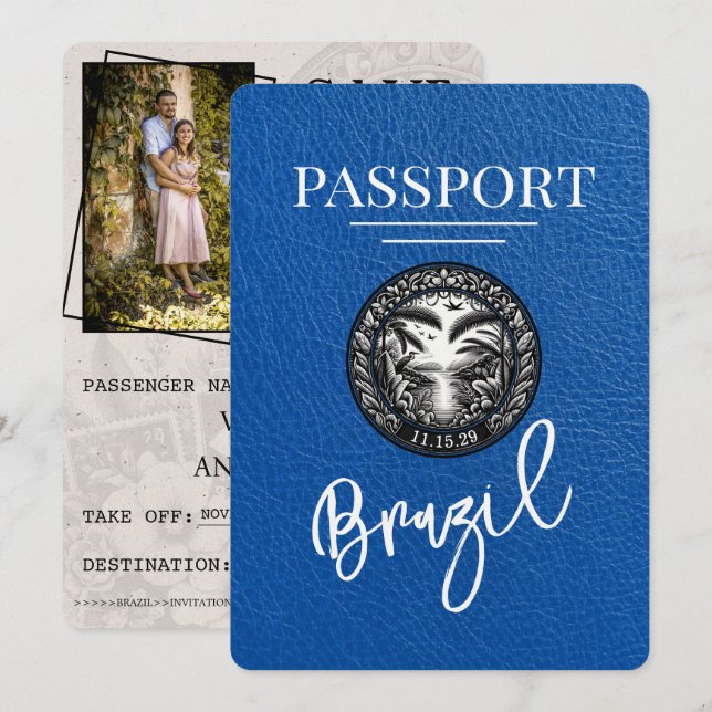 Spara datum för Royal Blue Brasilien Passport Datumet (Fram/baksida)