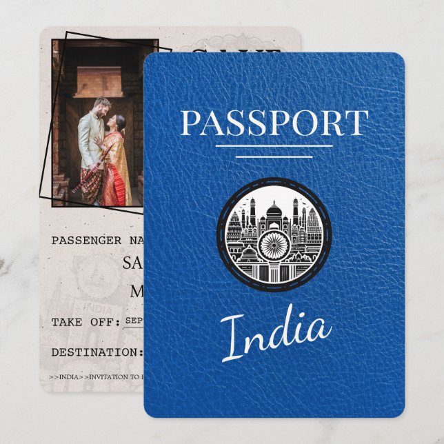 Spara datum för Royal Blue India Passport Datumet (Fram/baksida)