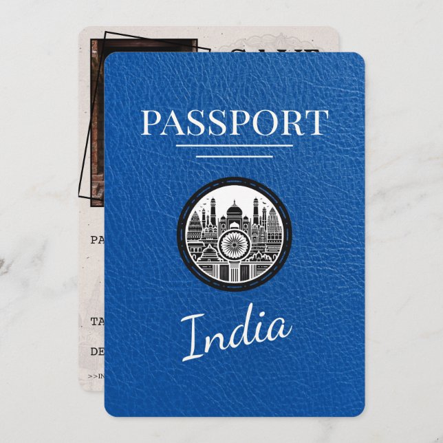Spara datum för Royal Blue India Passport Spara Datumet (Fram/baksida)
