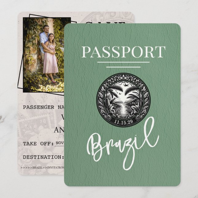 Spara datum för Sage-Grönt för Brasilien-pass Datumet (Fram/baksida)