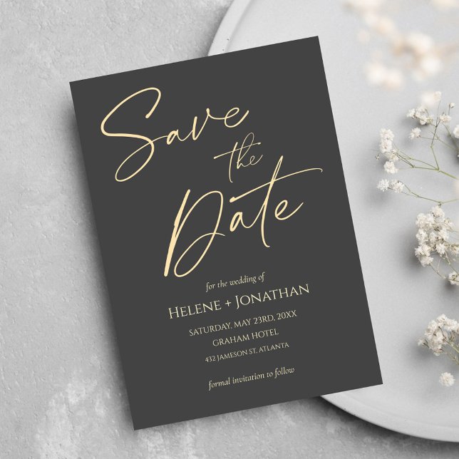 Spara datum för skriptmodern Elegant bröllop Inbjudningar (Script Modern Elegant Wedding Save The Date Invitation)