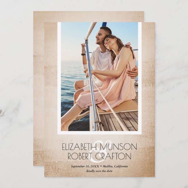 Spara datum för snyggt Photo Bröllop Antique Spara Datumet (Fram/baksida)